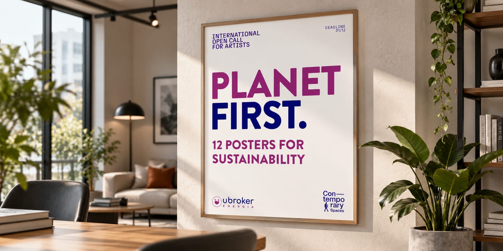 Poster Planet First esposto in un ufficio moderno